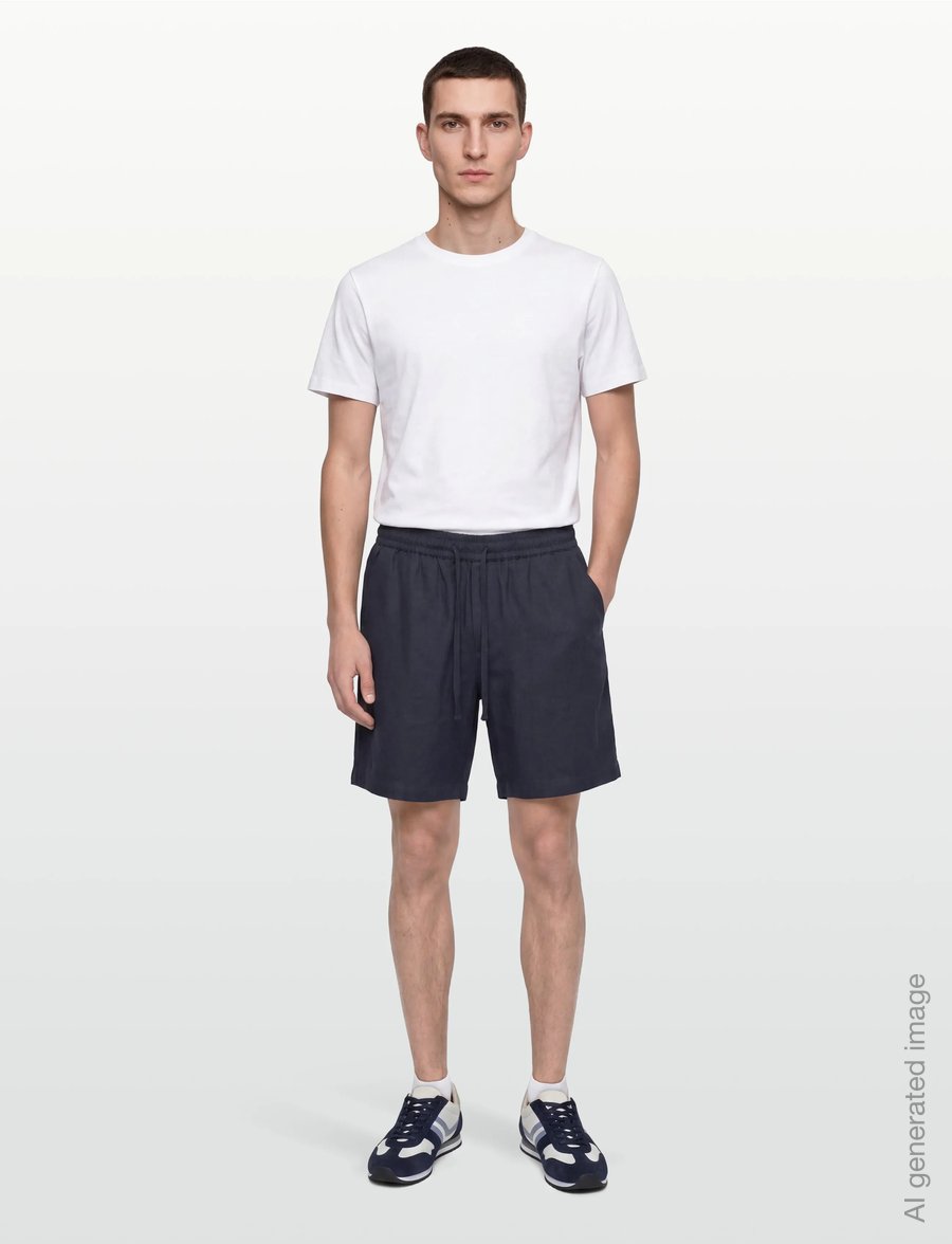 Woodbird - WBBommy Linen Shorts - casual shorts - navy - 0