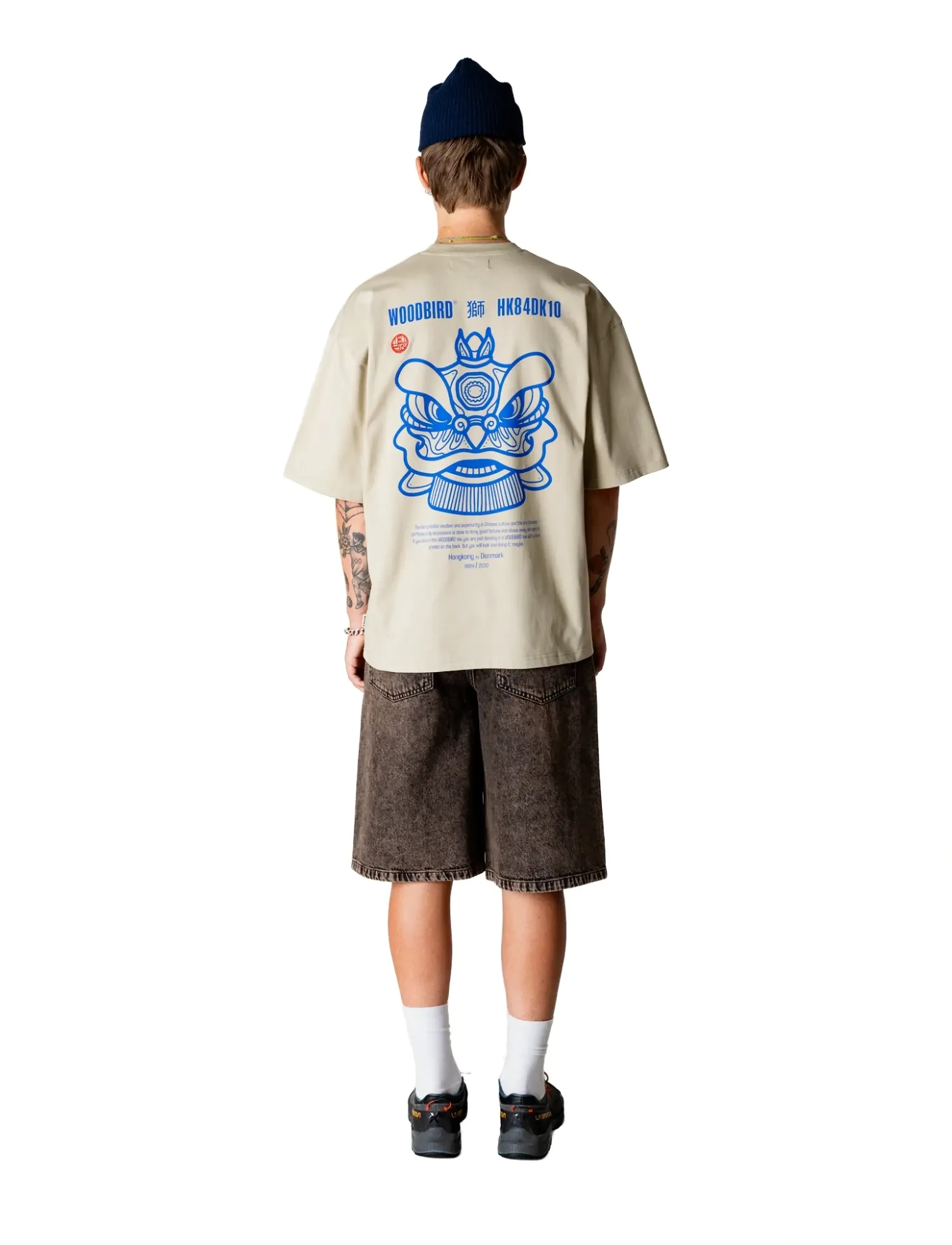 Woodbird - WBBeam Lion Tee - short-sleeved t-shirts - stone - 4