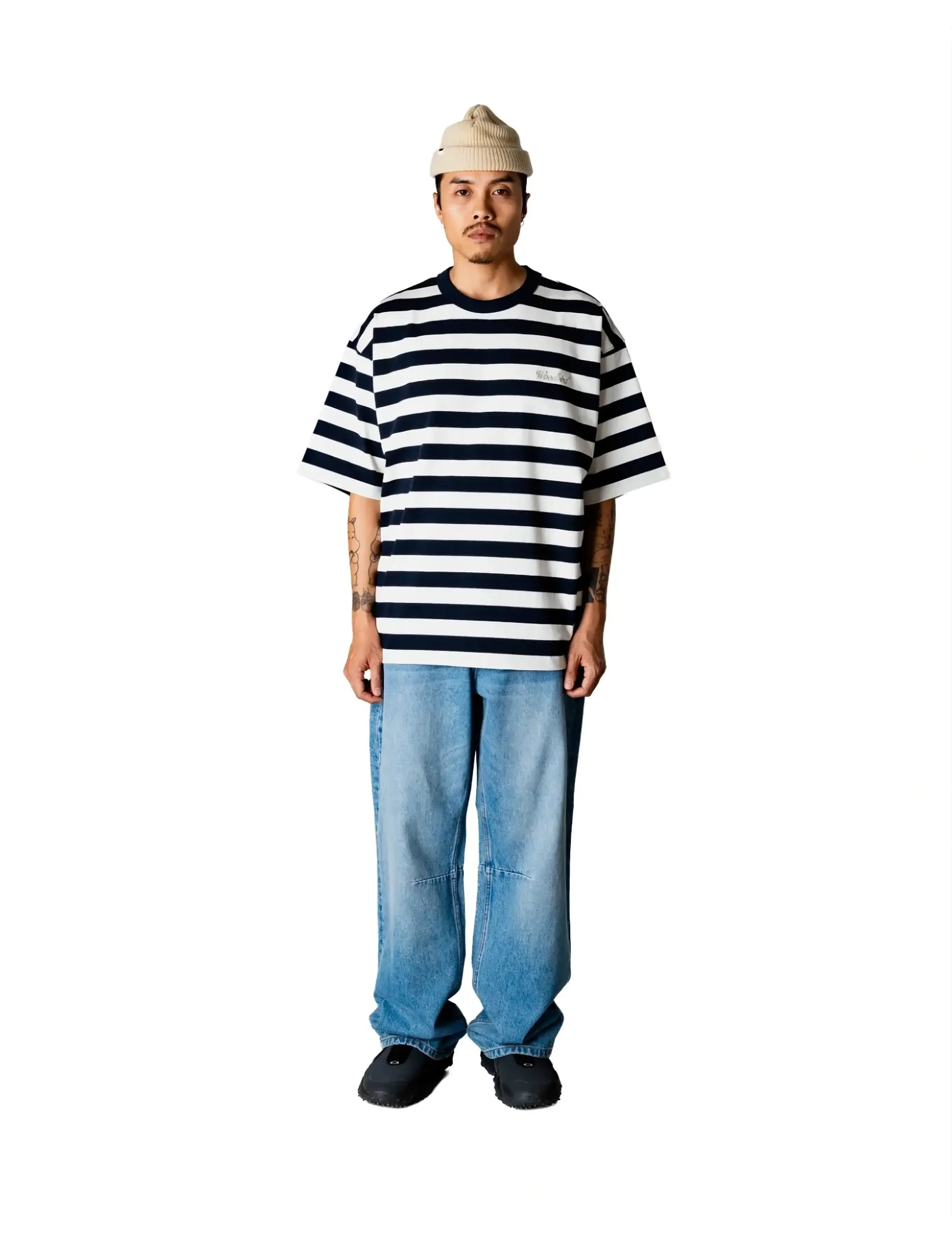 Woodbird Wbbeam Stripe Tee, L, Navy, T-Shirts > Kortærmede, Herre