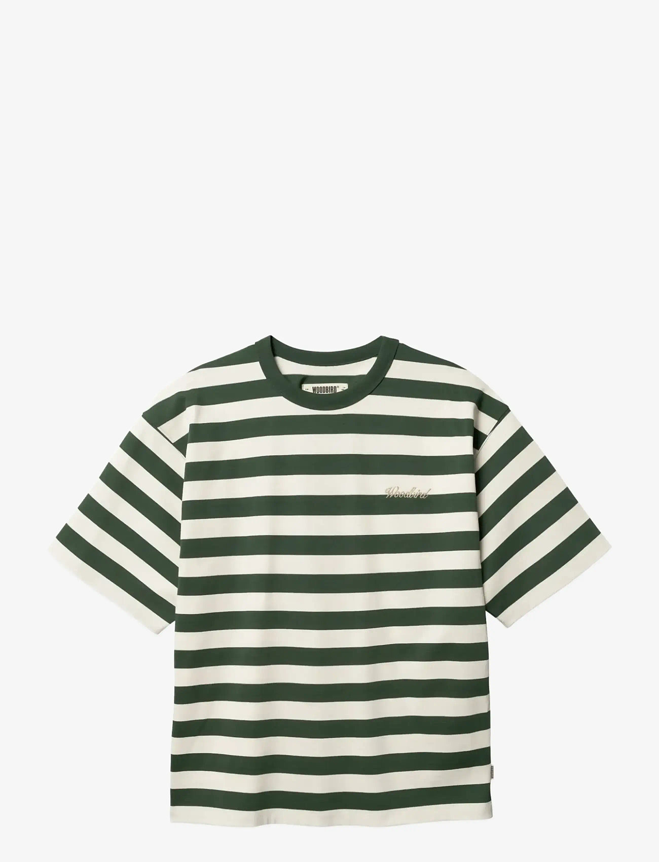 Woodbird - WBBeam Stripe Tee - short-sleeved t-shirts - pine green - 1
