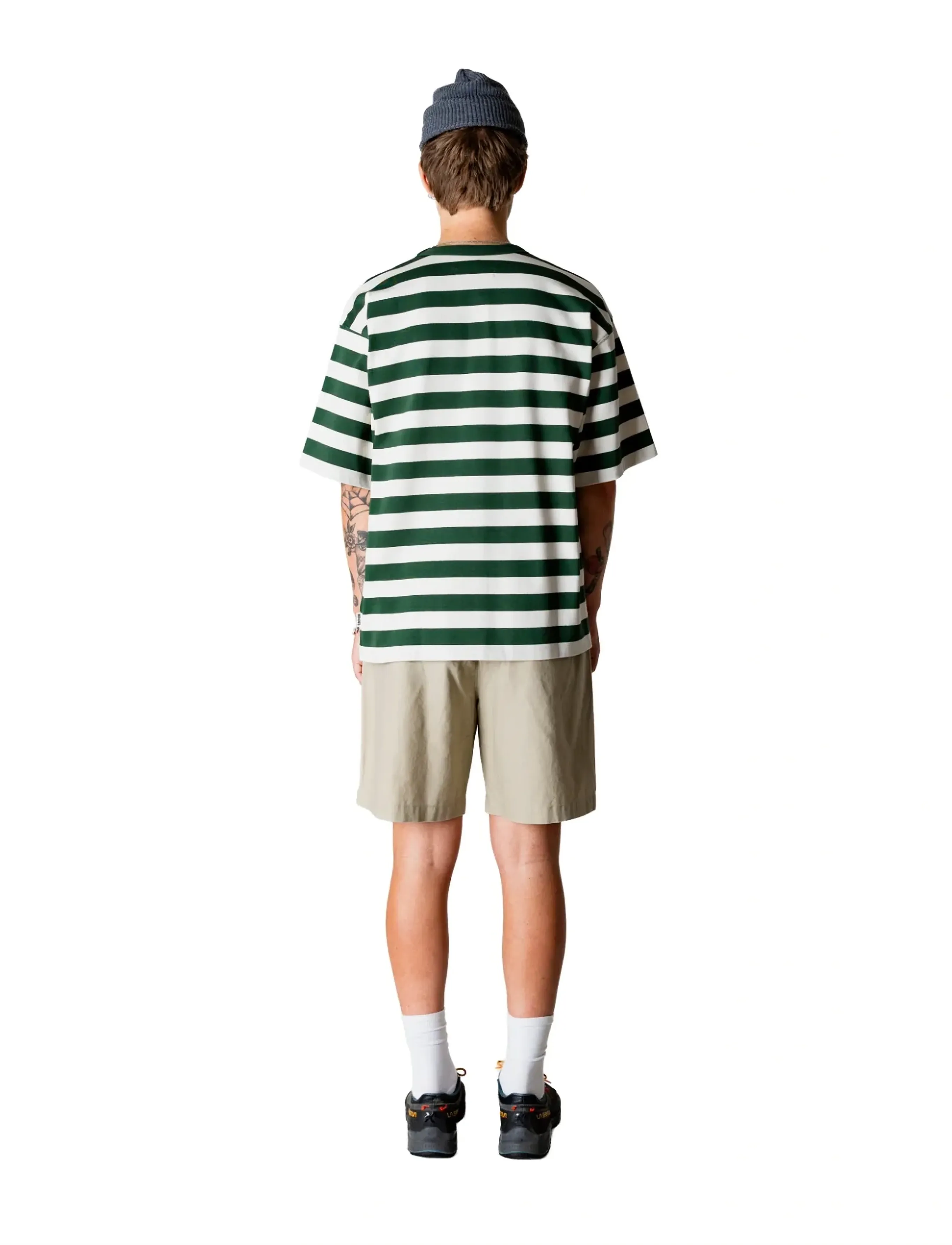Woodbird - WBBeam Stripe Tee - short-sleeved t-shirts - pine green - 4