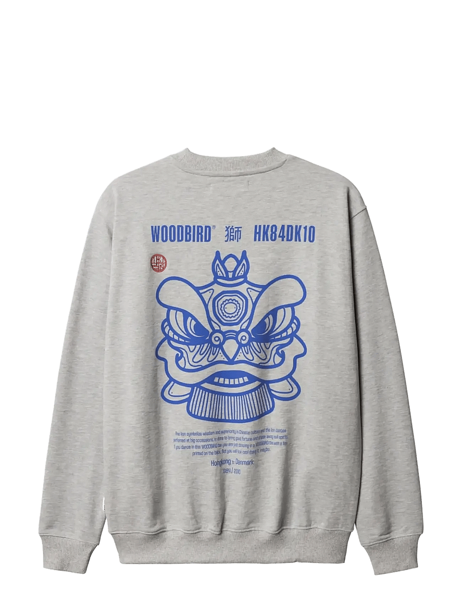 Woodbird - WBCane Lion Crew - dressipluusid - light grey melange - 2