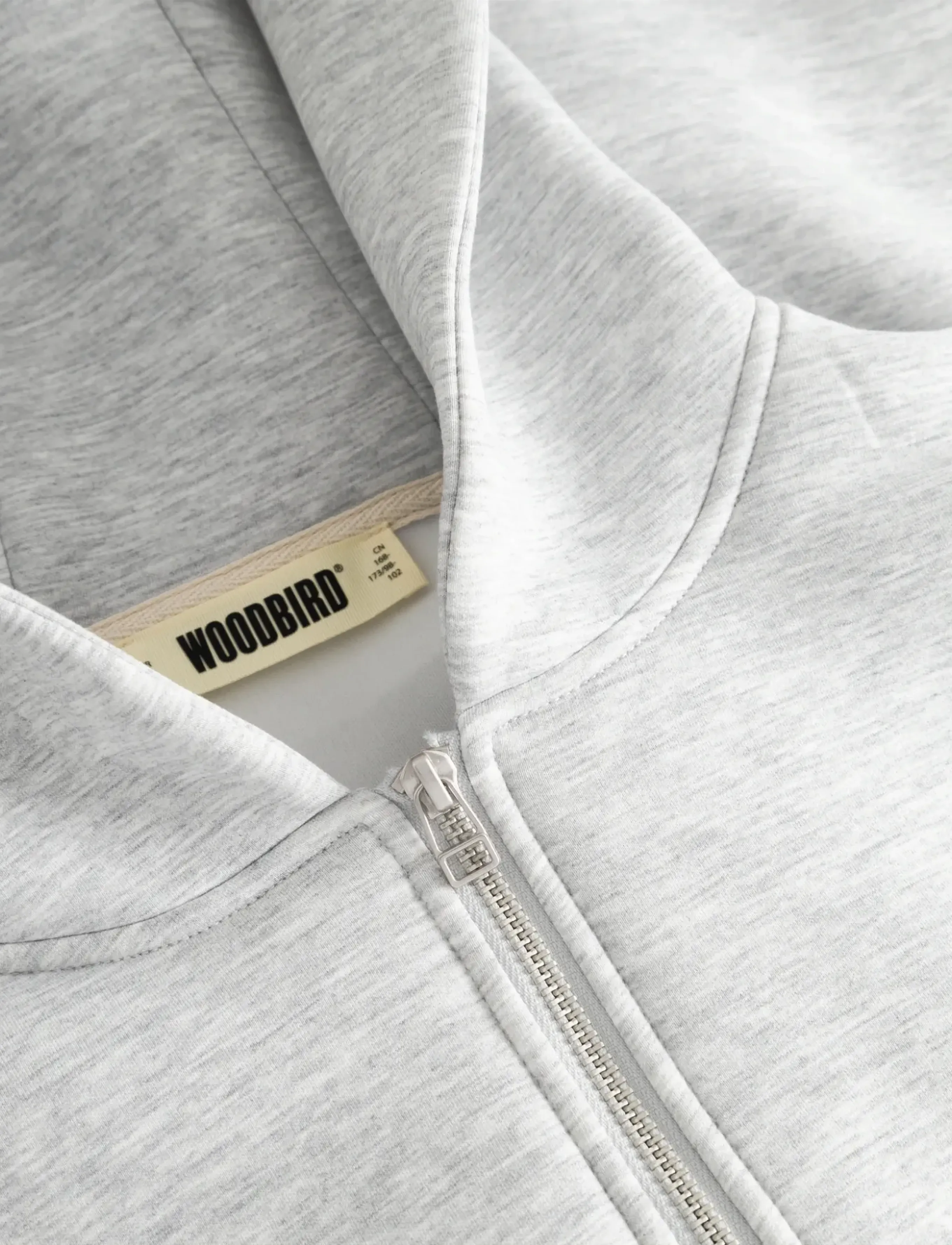 Woodbird - WBFuji Scuba Zip Hoodie - hættetrøjer - light grey melange - 5