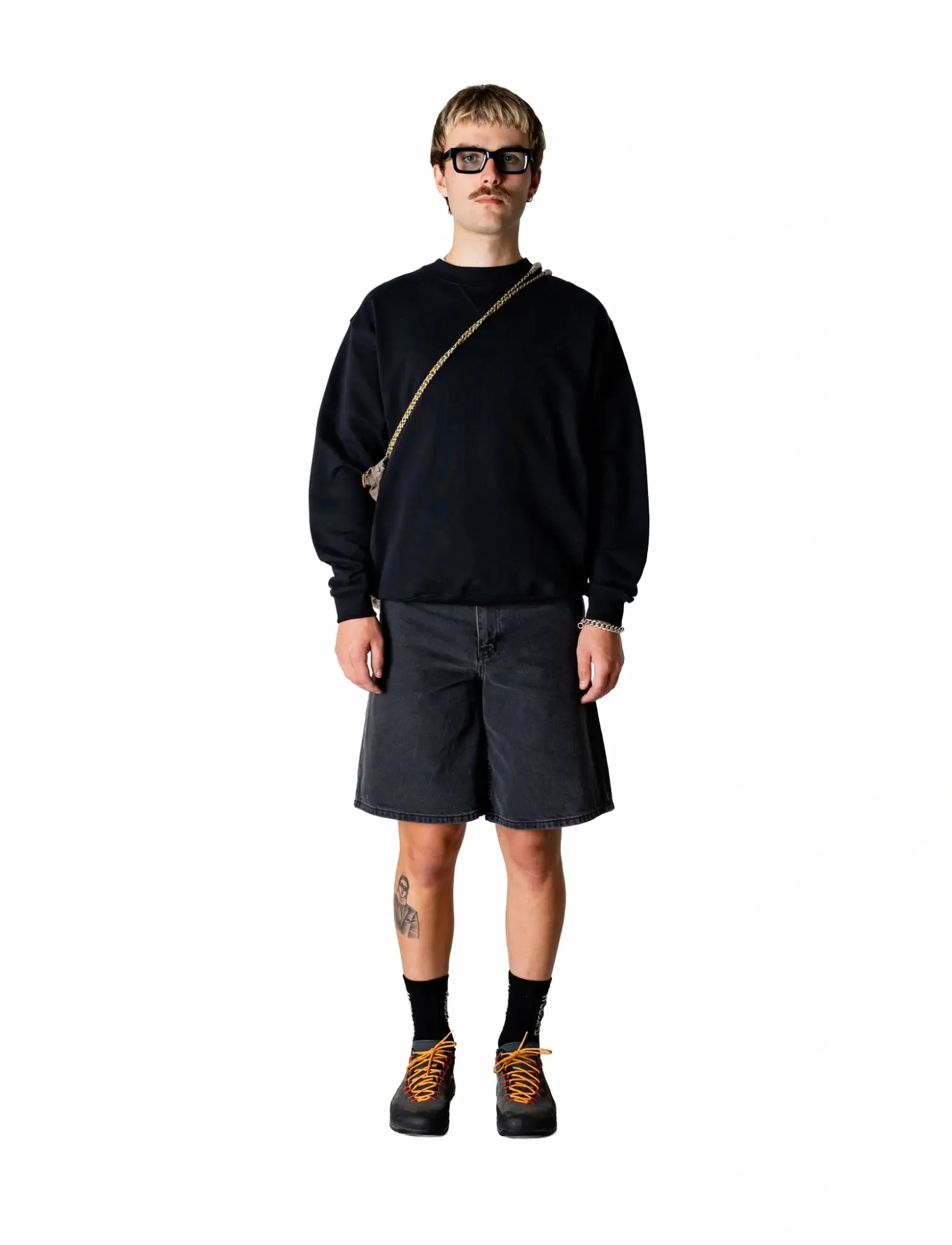 Woodbird WBCane Base Crew - Kläder - BLACK / black