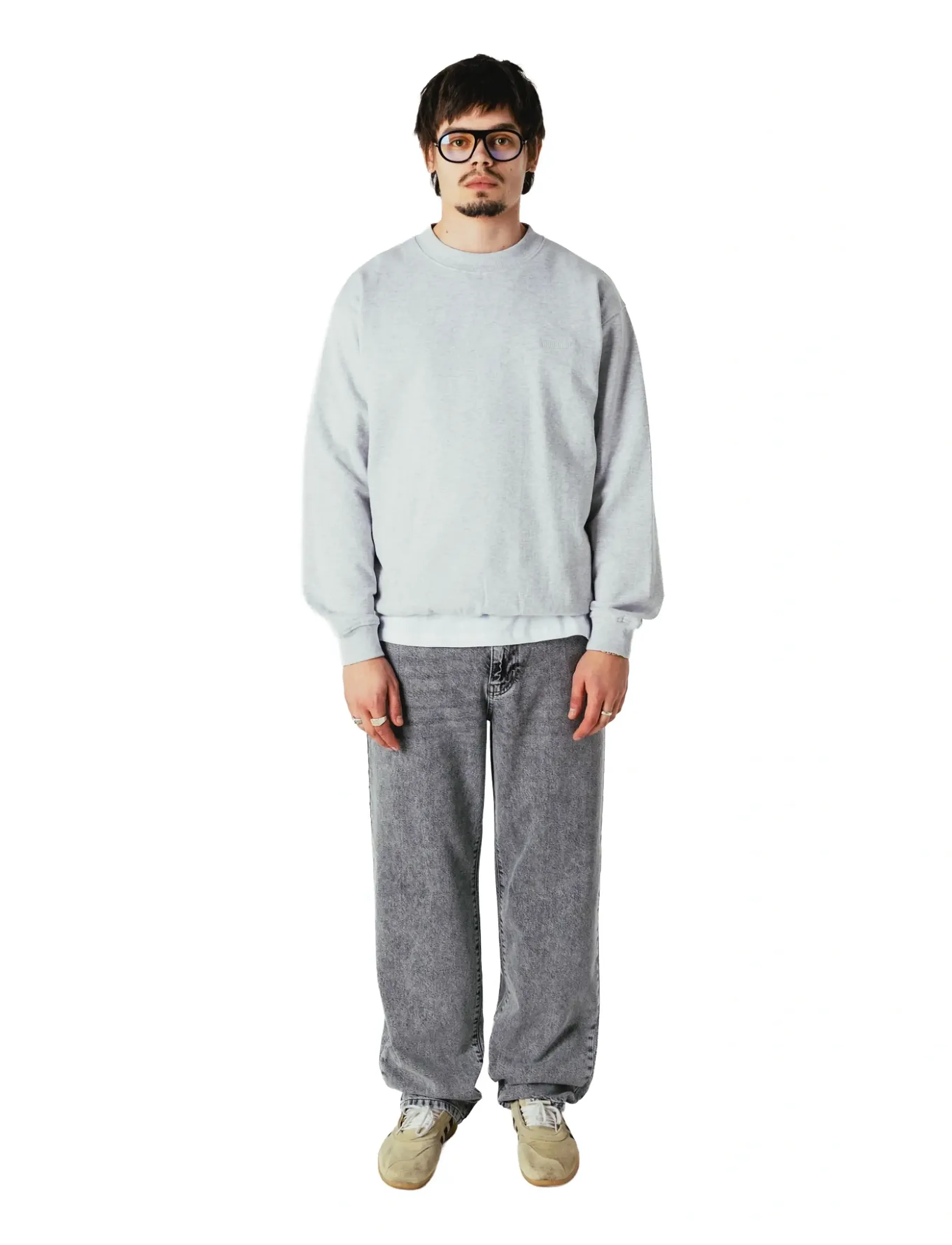 Woodbird WBCane Base Crew - Sweatshirts - GREY MELANGE / grey
