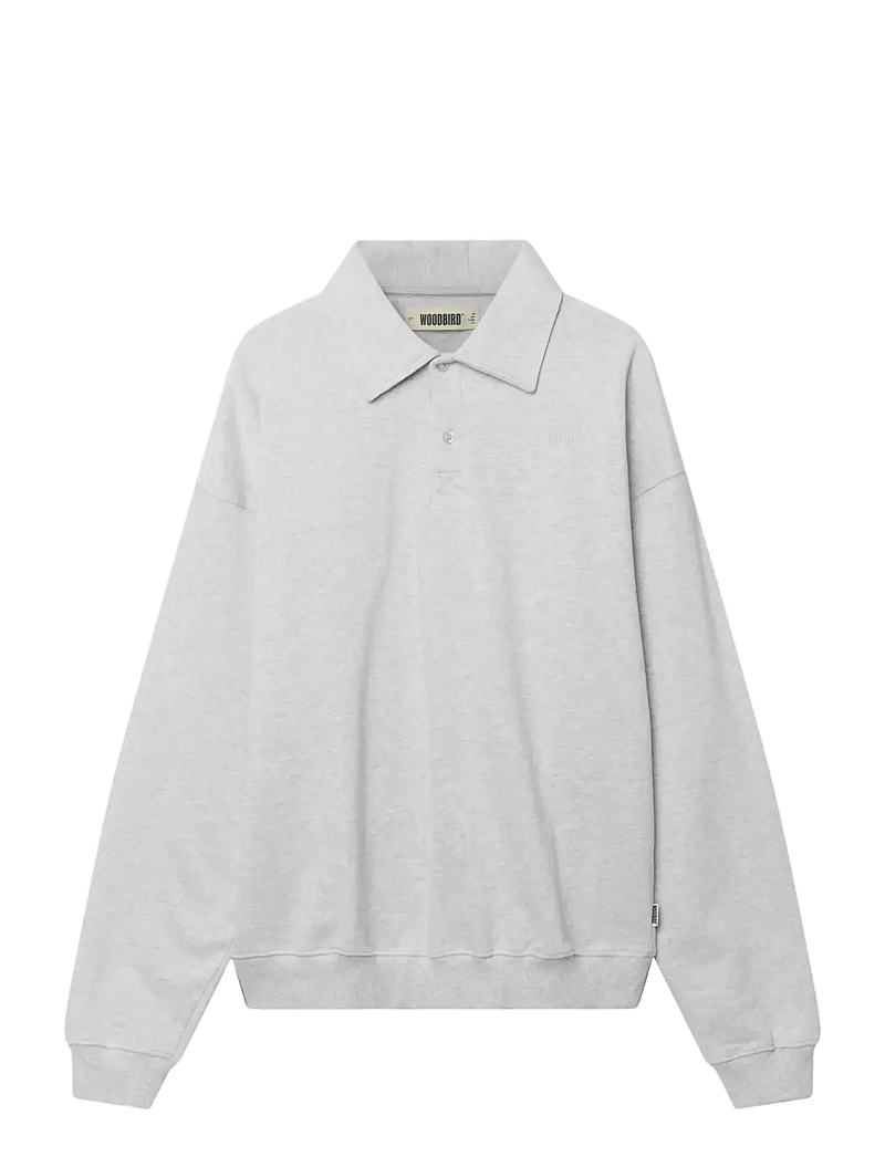 Woodbird - WBLoke Base Polo - langärmelige gestrickte polohemden - grey melange - 1