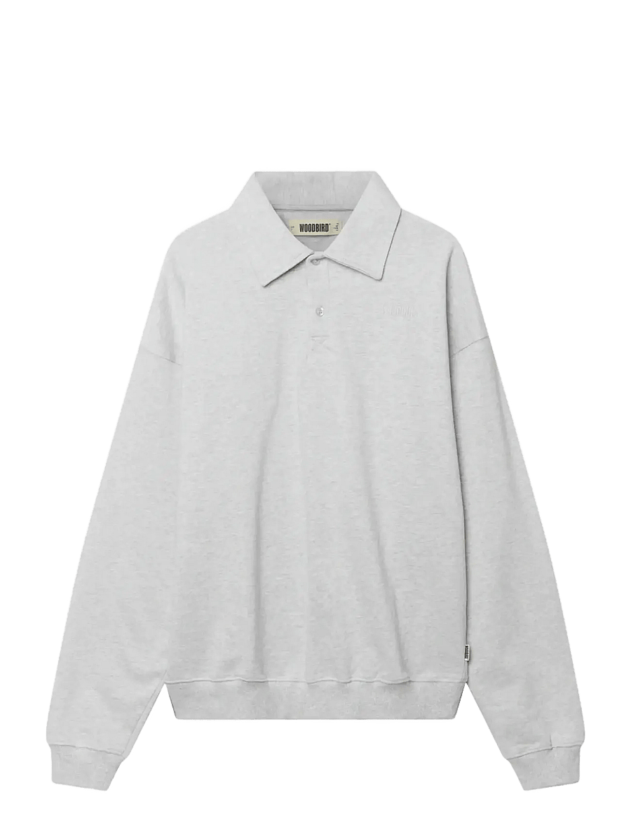 Woodbird - WBLoke Base Polo - langärmelige gestrickte polohemden - grey melange - 1