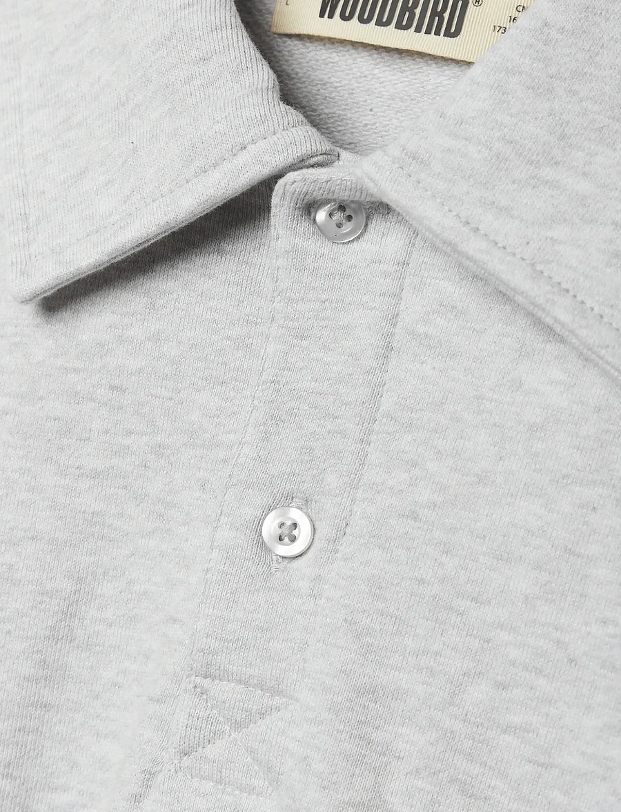Woodbird - WBLoke Base Polo - langärmelige gestrickte polohemden - grey melange - 5