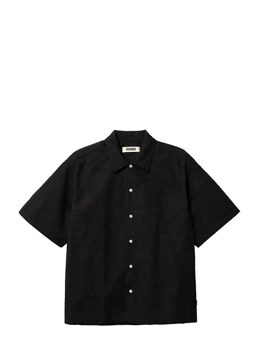 Woodbird - WBWang Embroidery Shirt - kortærmede skjorter - black - 1