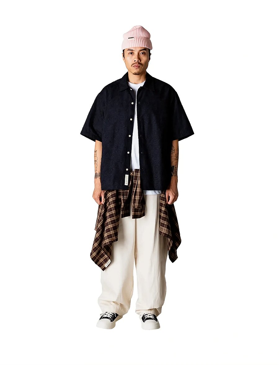 Woodbird - WBWang Embroidery Shirt - kortærmede skjorter - black - 0