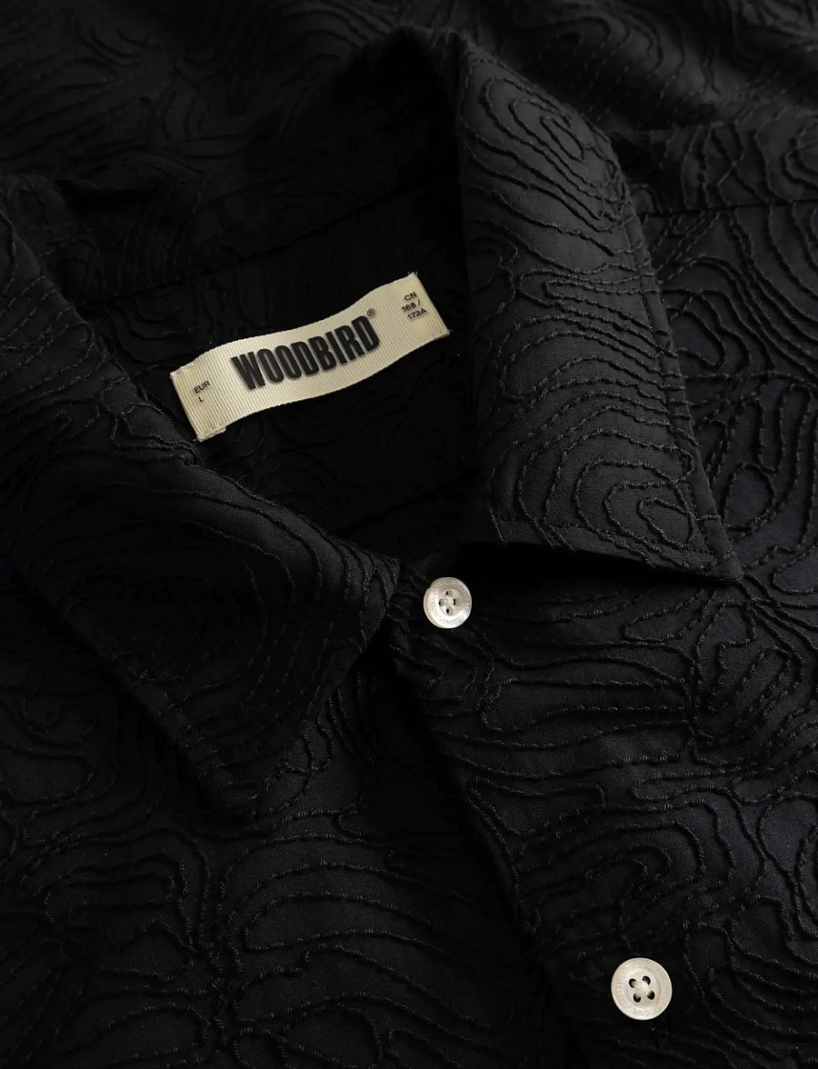 Woodbird - WBWang Embroidery Shirt - kortærmede skjorter - black - 5