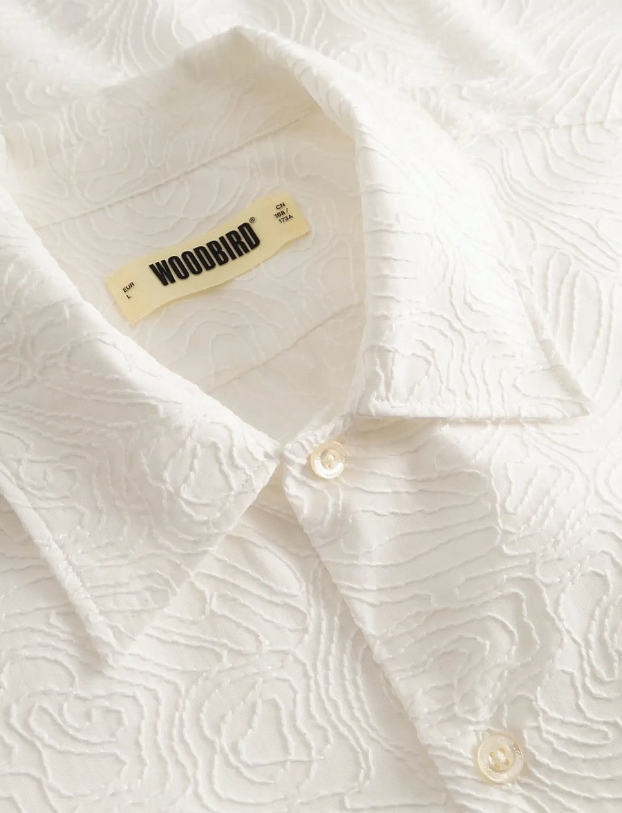 Woodbird - WBWang Embroidery Shirt - kortærmede skjorter - off white - 5