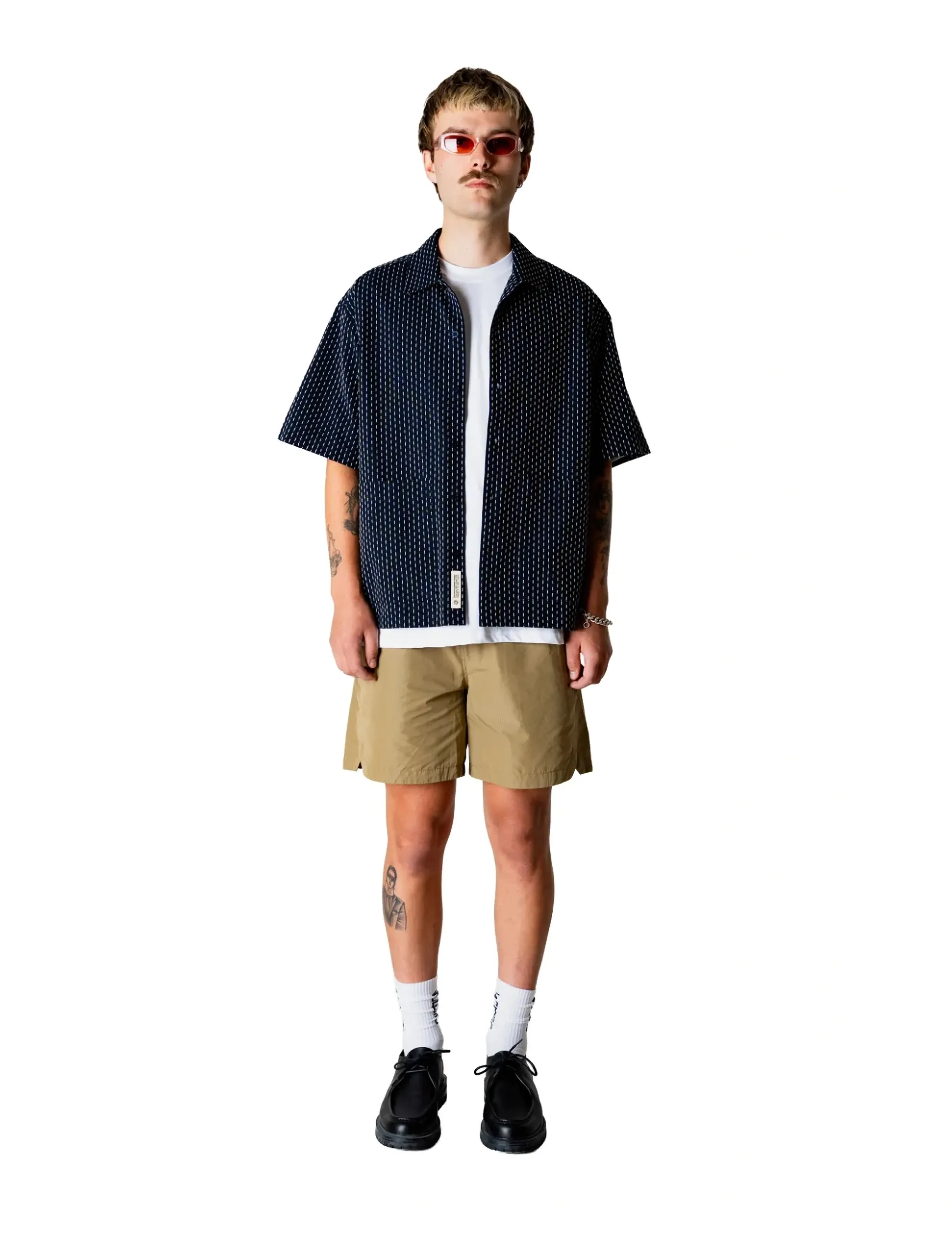 Woodbird WBWang Shiko Shirt - Kortærmede skjorter - DARK NAVY / black