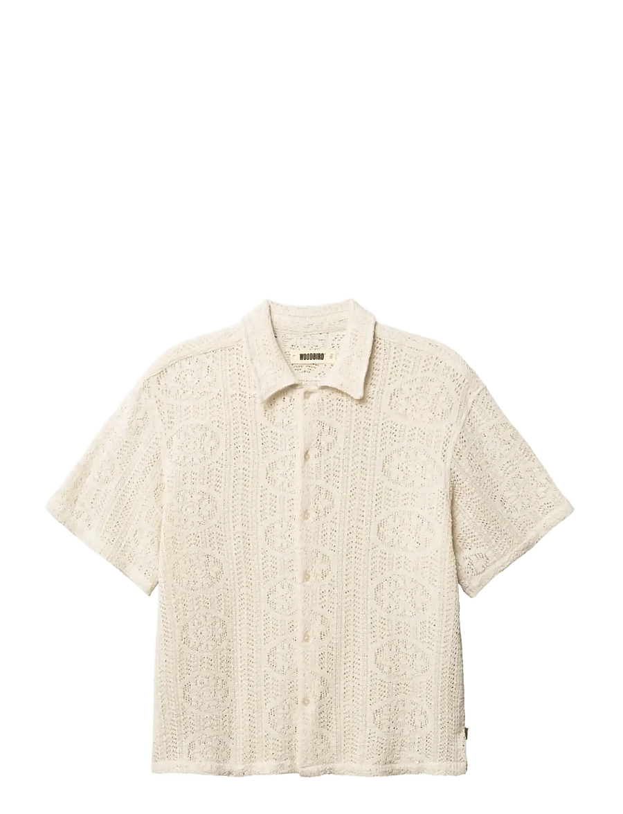 Woodbird - WBWang Knit Shirt - kortærmede skjorter - off white - 1