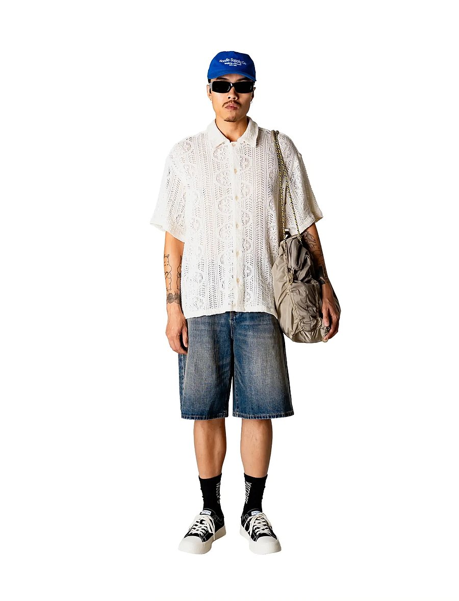 Woodbird - WBWang Knit Shirt - kortærmede skjorter - off white - 0