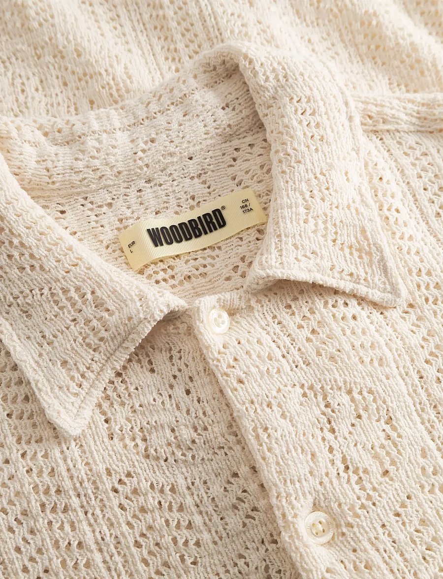 Woodbird - WBWang Knit Shirt - kortærmede skjorter - off white - 5