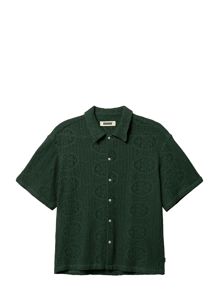 Woodbird - WBWang Knit Shirt - lühikeste varrukatega särgid - pine green - 1