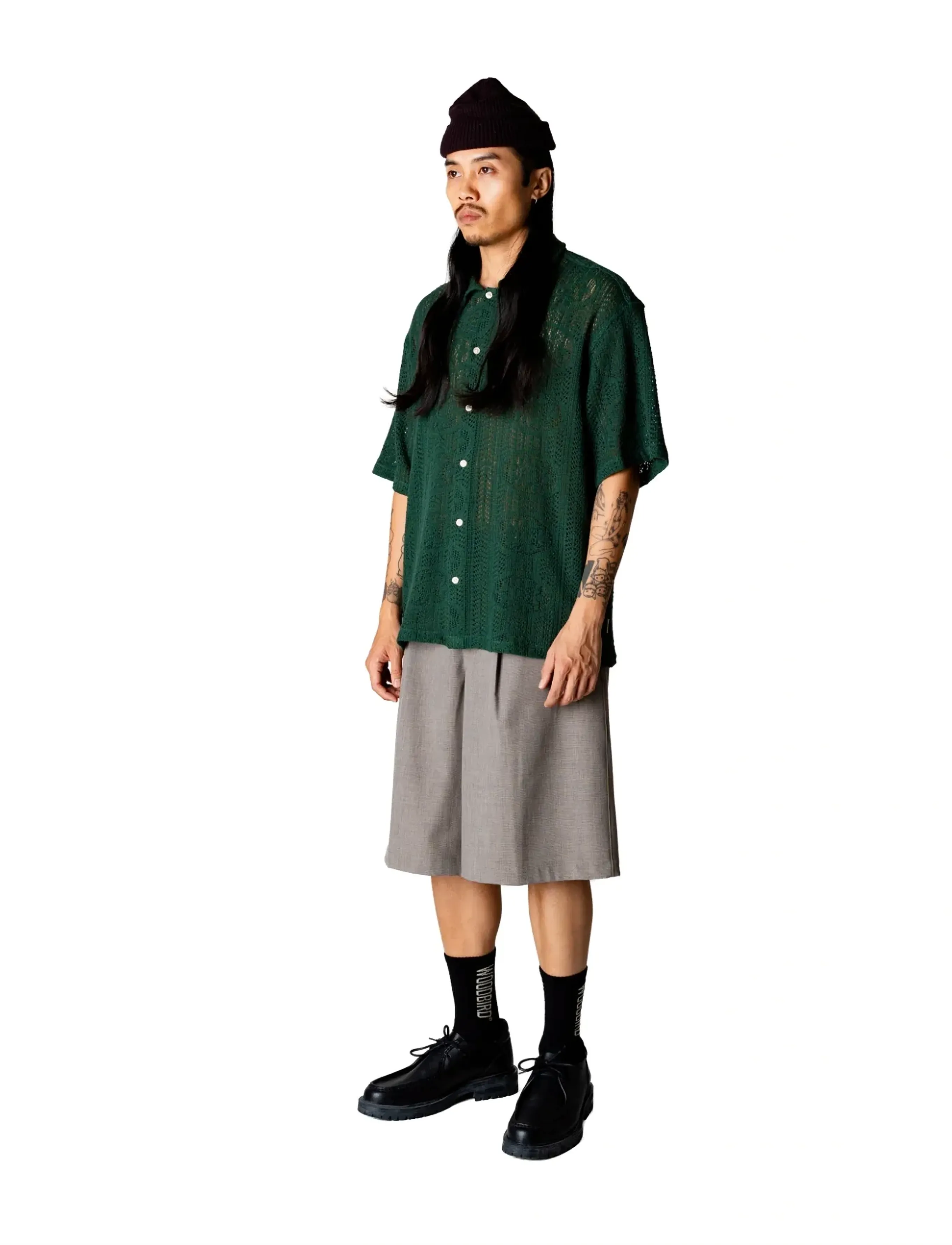 Woodbird - WBWang Knit Shirt - kurzarmhemden - pine green - 3