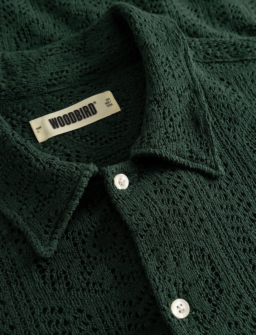 Woodbird - WBWang Knit Shirt - lühikeste varrukatega särgid - pine green - 5