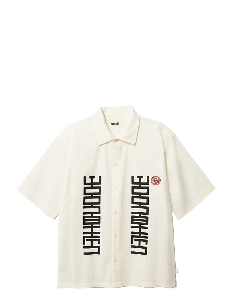 Woodbird - WBBanks Sign Shirt - kortærmede skjorter - off white - 1