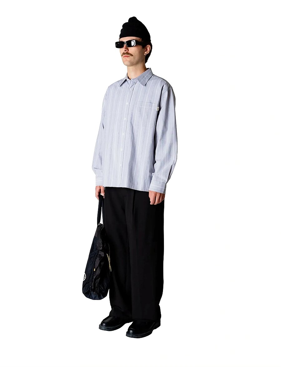 Woodbird - WBBuzo Big Stripe Shirt - randiga skjortor - grey stripe - 3