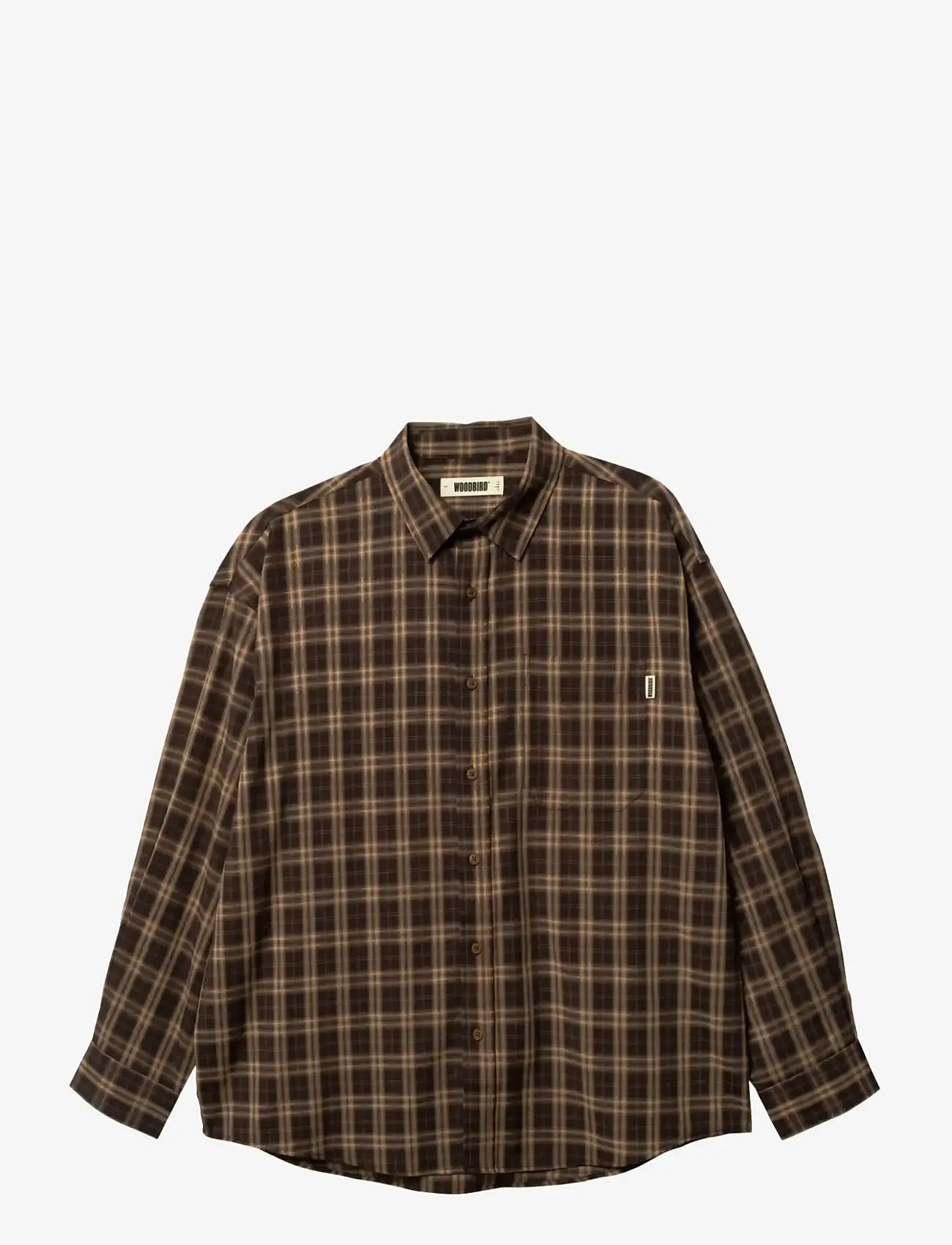 Woodbird - WBJong Dobby Check Shirt - checkered shirts - dark brown - 1