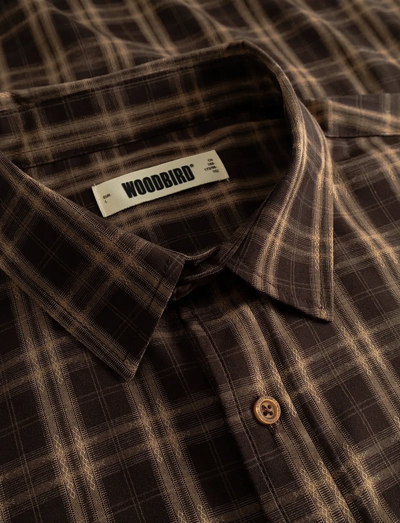 Woodbird - WBJong Dobby Check Shirt - ruudulised särgid - dark brown - 5