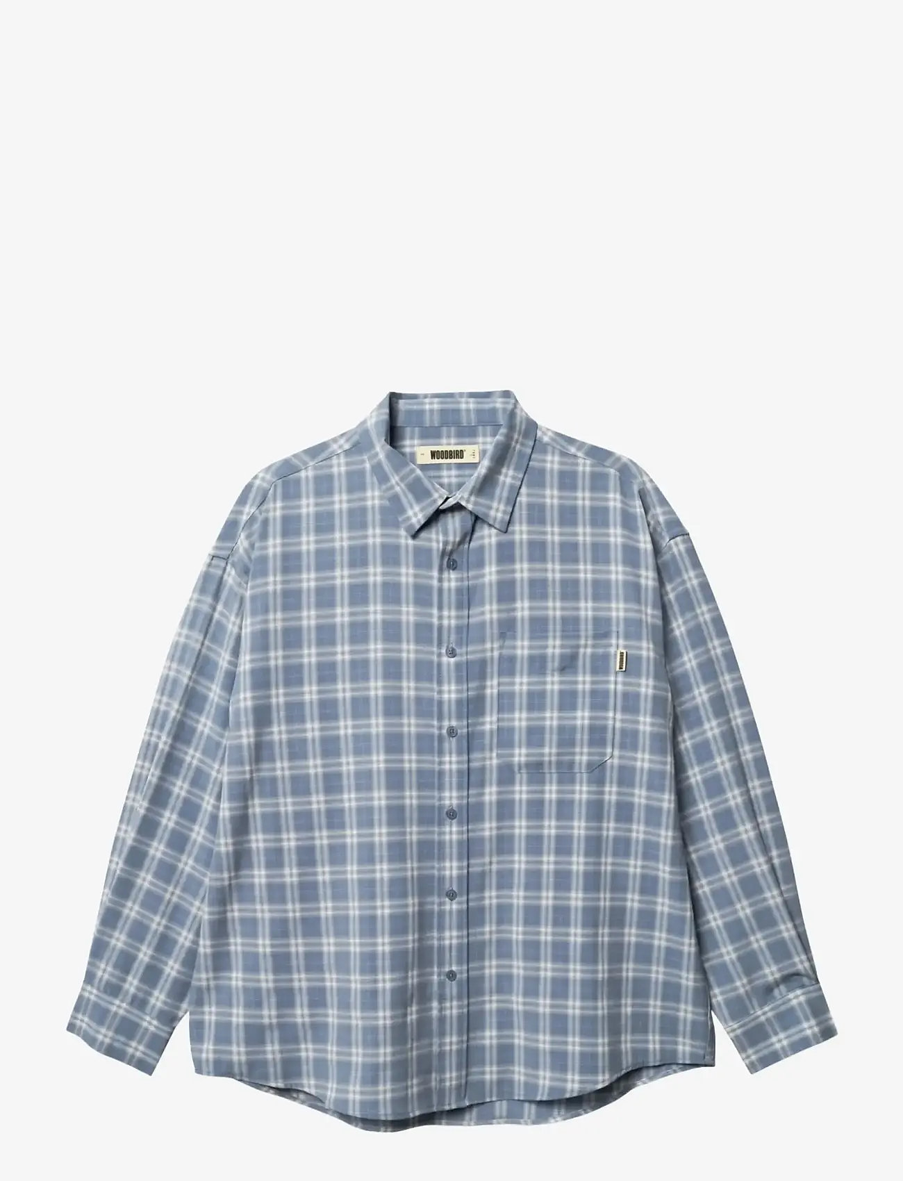 Woodbird - WBJong Dobby Check Shirt - ternede skjorter - light blue - 1