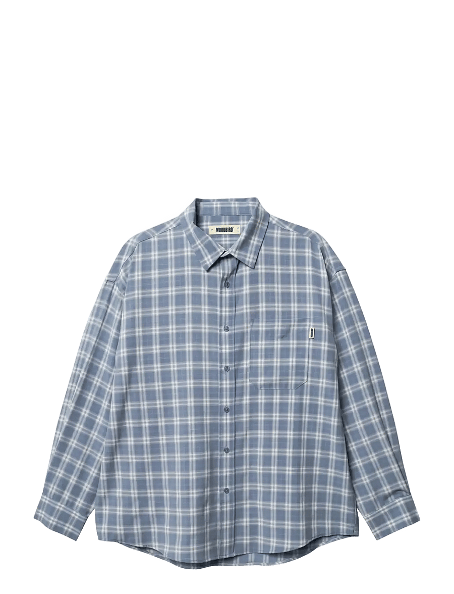 Woodbird - WBJong Dobby Check Shirt - ruudulised särgid - light blue - 1
