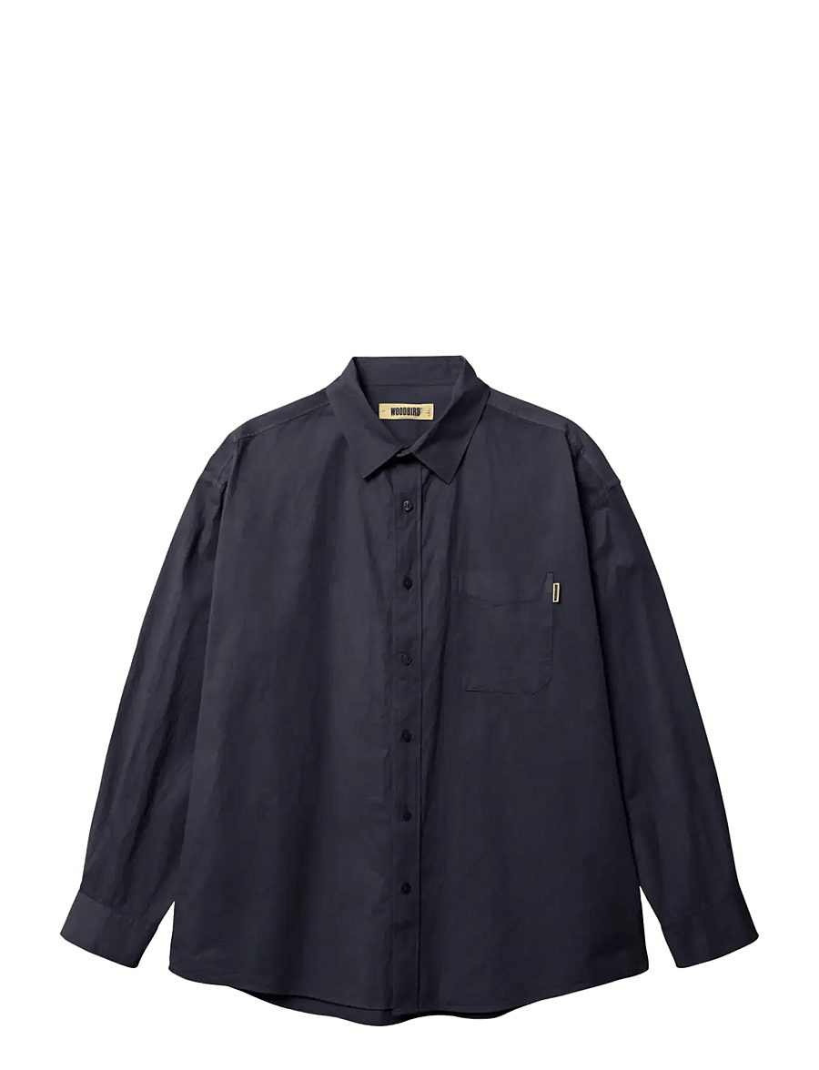 Woodbird - WBJong Washed Shirt - vabaajasärgid - navy - 1