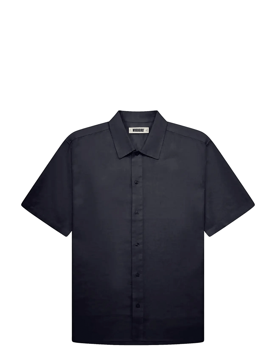 Woodbird - WBBanks Linen Shirt - linneskjortor - navy - 1