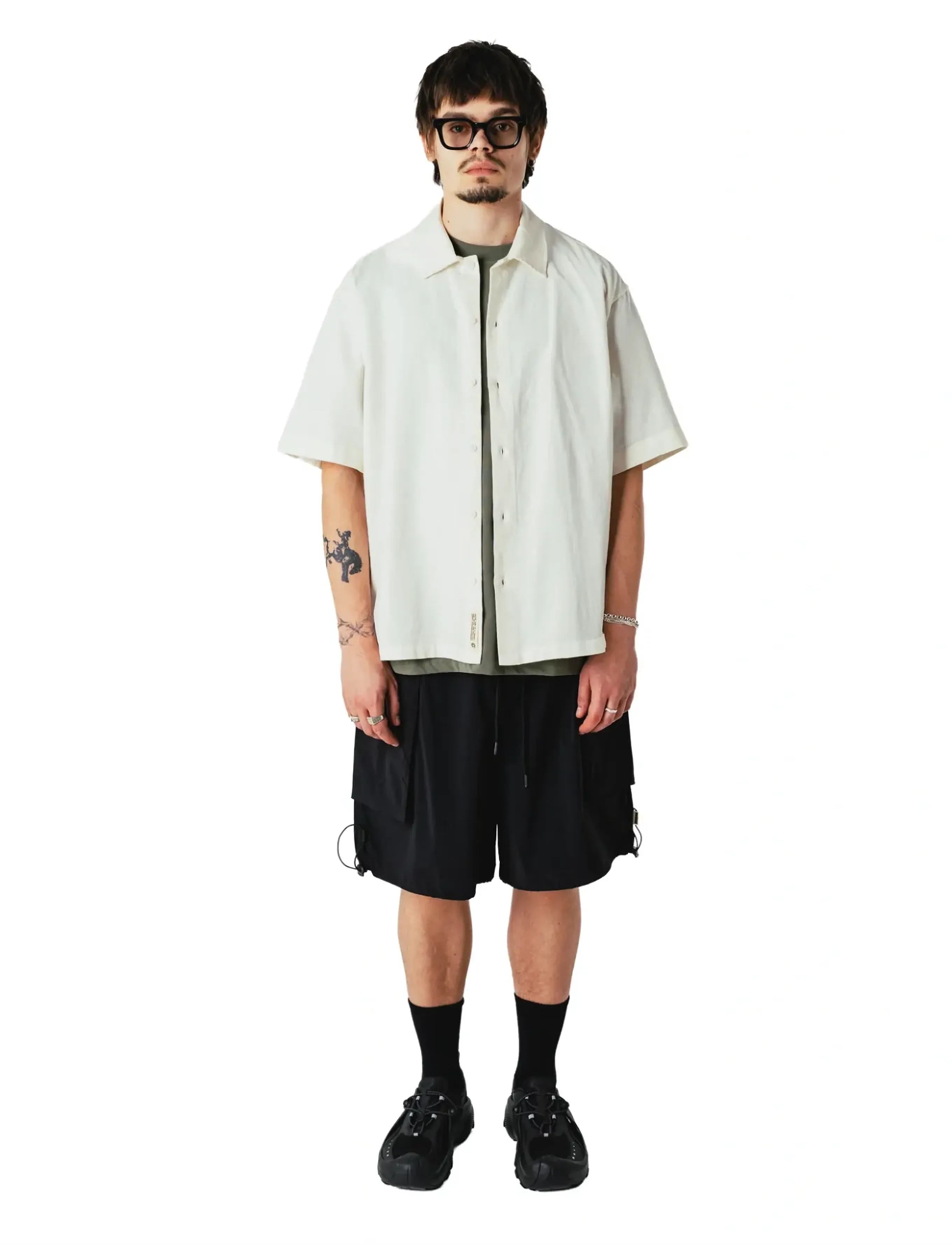 Woodbird Wbbanks Linen Shirt, L, Shirts, Creme - Short-sleeved Männerswear