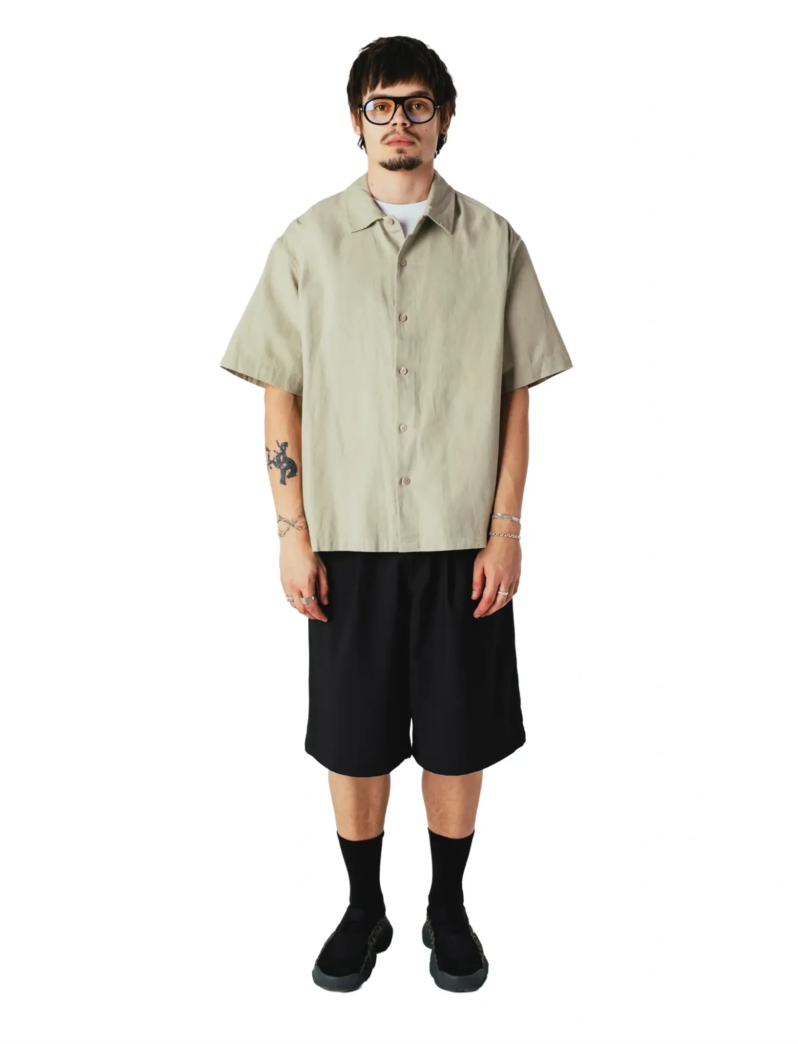 Woodbird Wbbanks Linen Shirt, XXL, Shirts, Grau - Short-sleeved Männerswear