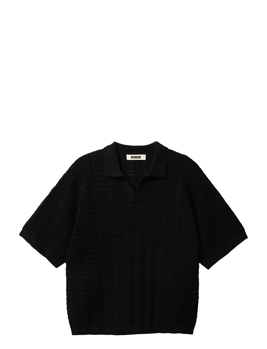 Woodbird - WBShimo Wave Polo - langärmlige strick-polohemden - black - 1