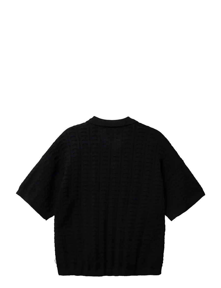 Woodbird - WBShimo Wave Polo - langärmlige strick-polohemden - black - 2