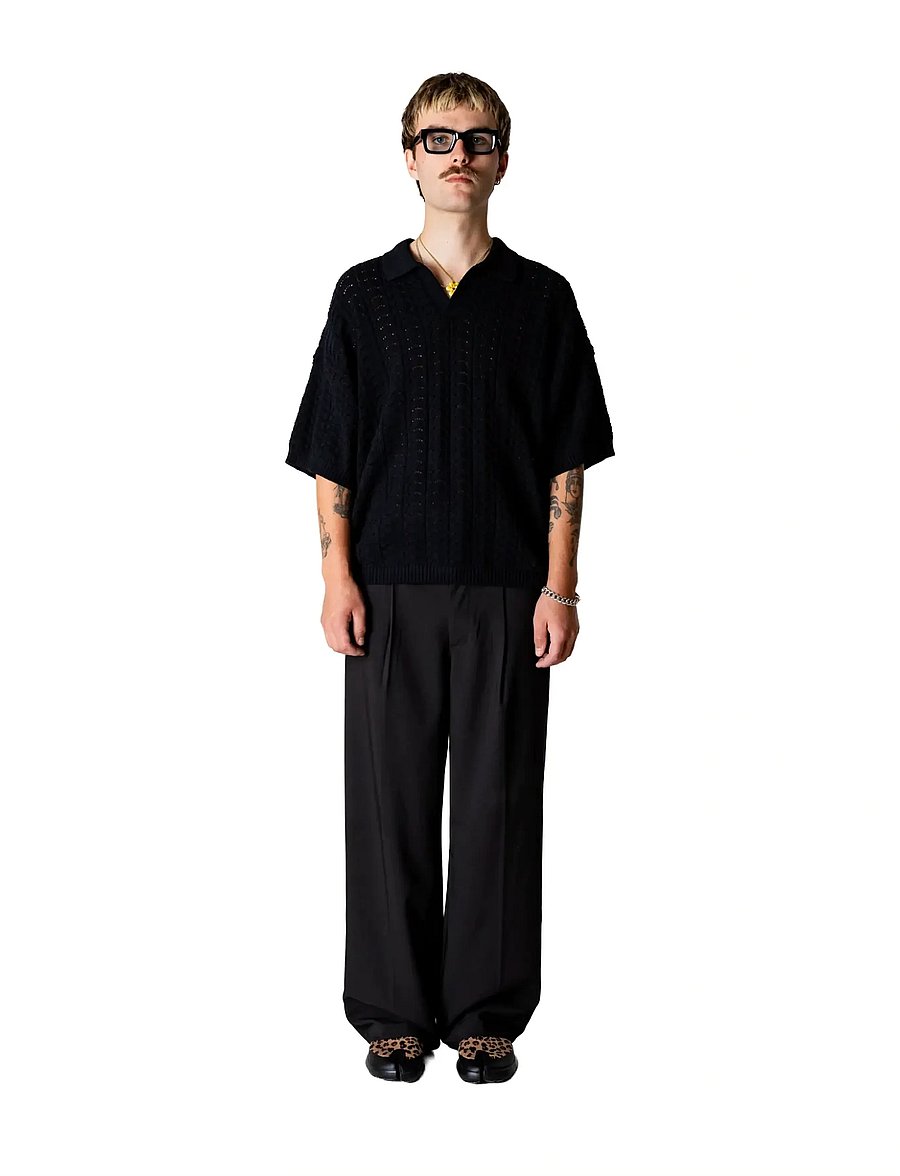 Woodbird - WBShimo Wave Polo - langärmlige strick-polohemden - black - 0