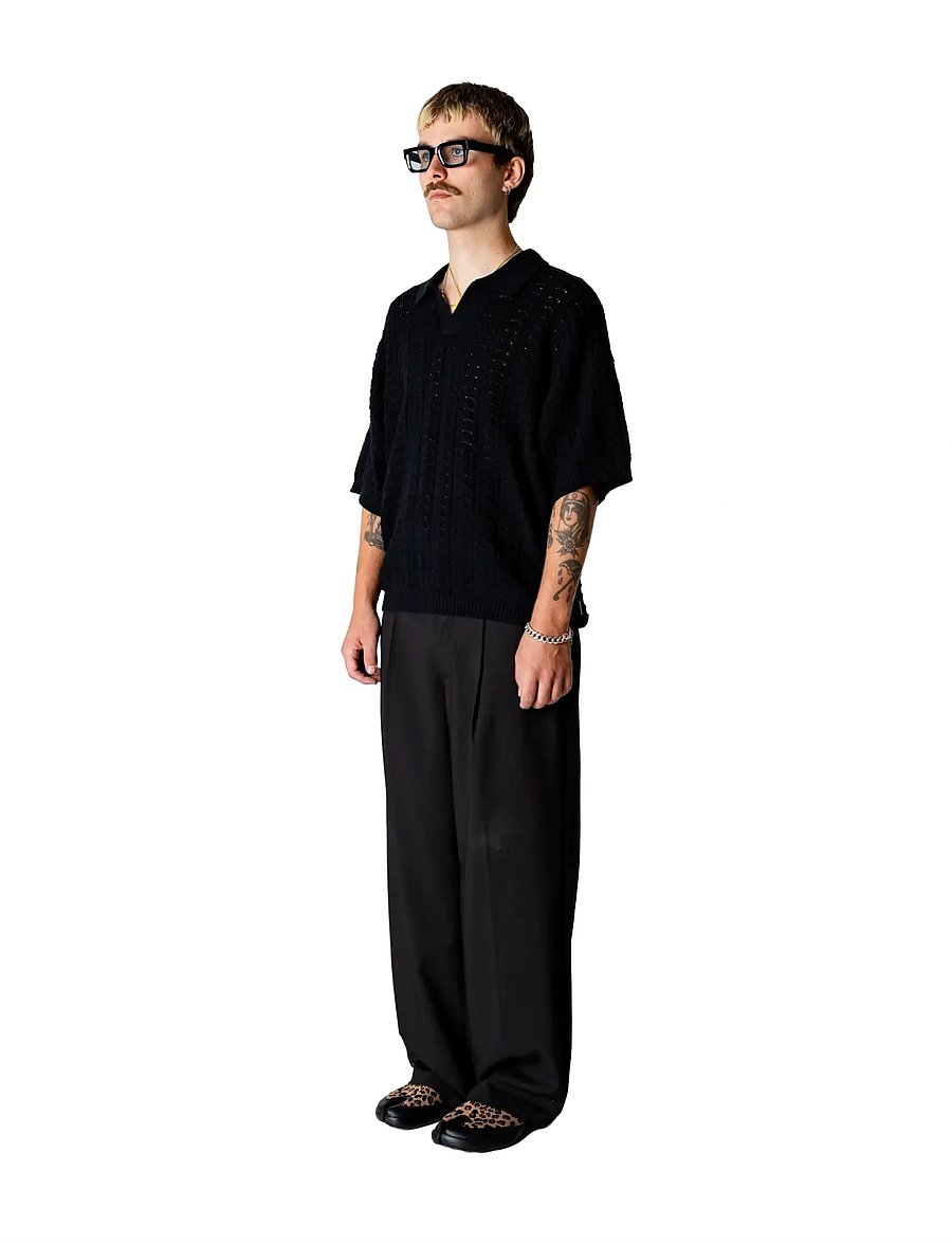 Woodbird - WBShimo Wave Polo - langärmlige strick-polohemden - black - 3