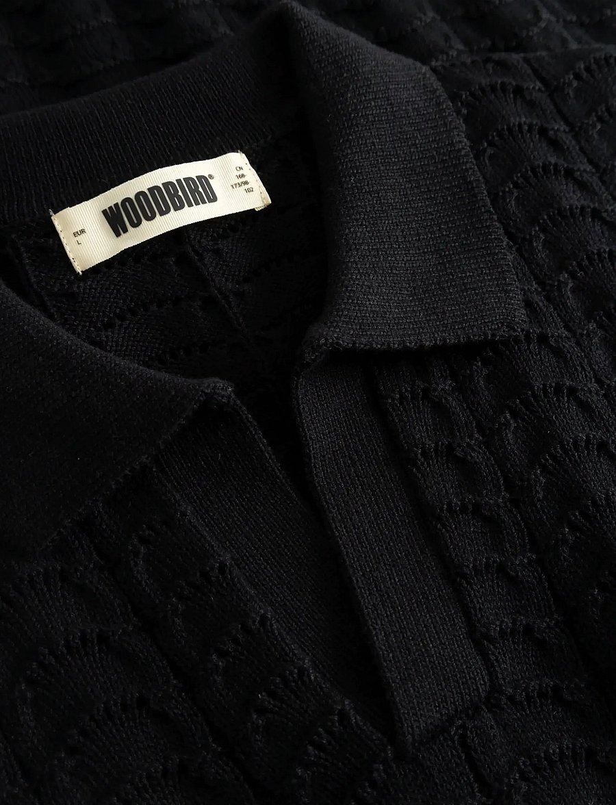 Woodbird - WBShimo Wave Polo - langärmlige strick-polohemden - black - 5