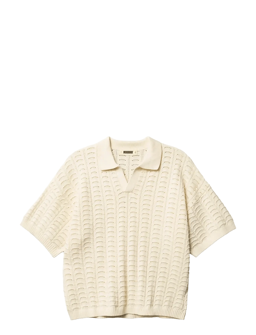 Woodbird - WBShimo Wave Polo - langärmlige strick-polohemden - off white - 1