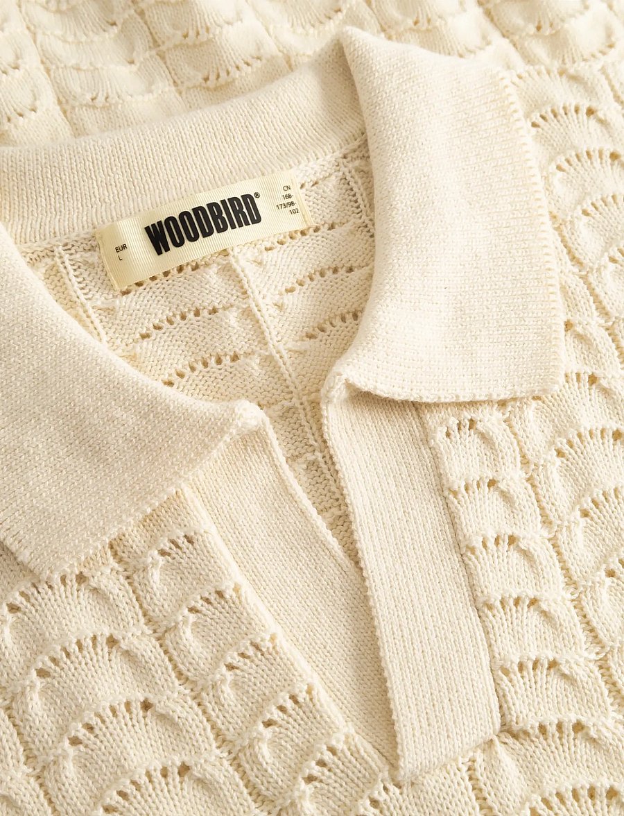 Woodbird - WBShimo Wave Polo - langärmlige strick-polohemden - off white - 5