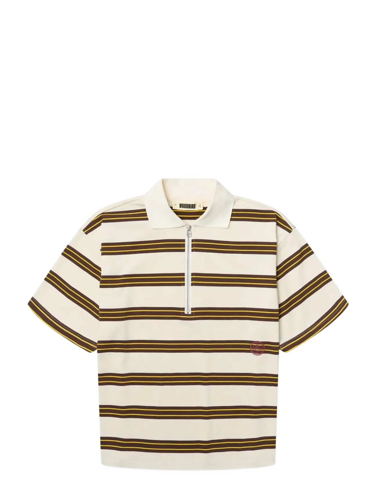 Woodbird WBNiro SS Zip Polo - Vêtements - BROWN-OFF WHITE / cream
