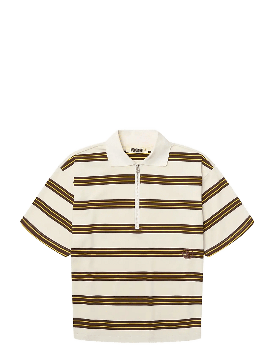 Woodbird - WBNiro SS Zip Polo - poloshirts - brown-off white - 1