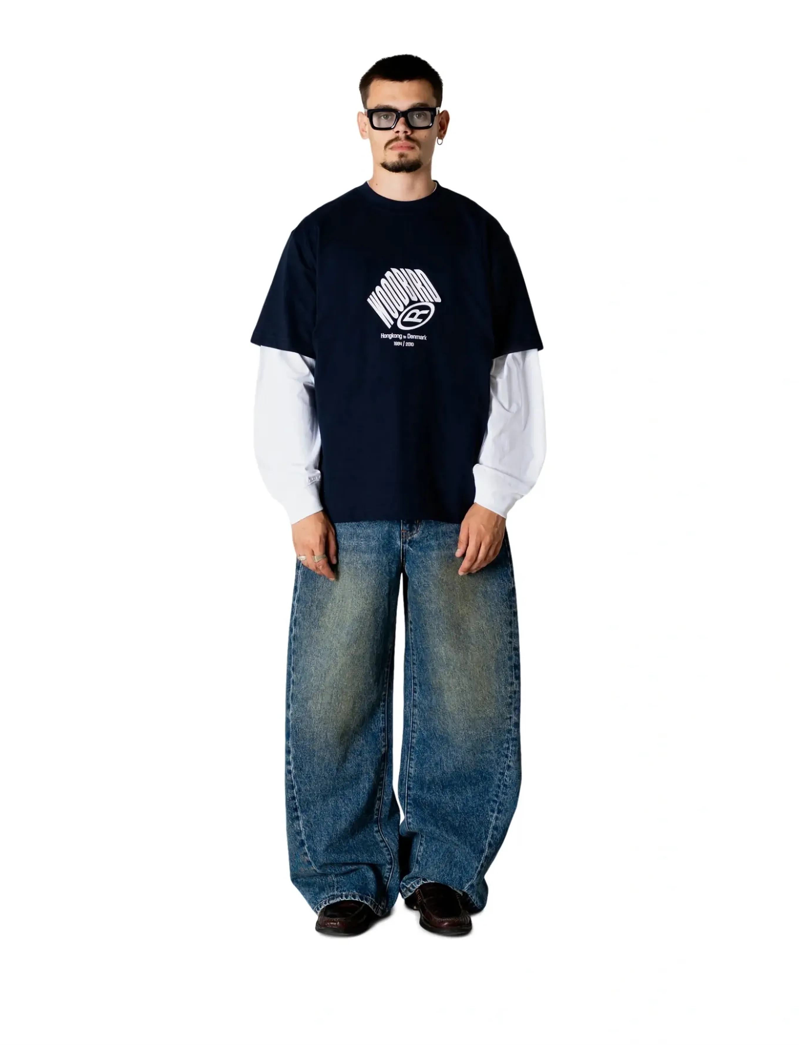 Woodbird Wbbaine Cube Tee, M, Navy, T-Shirts > Kortærmede, Herre