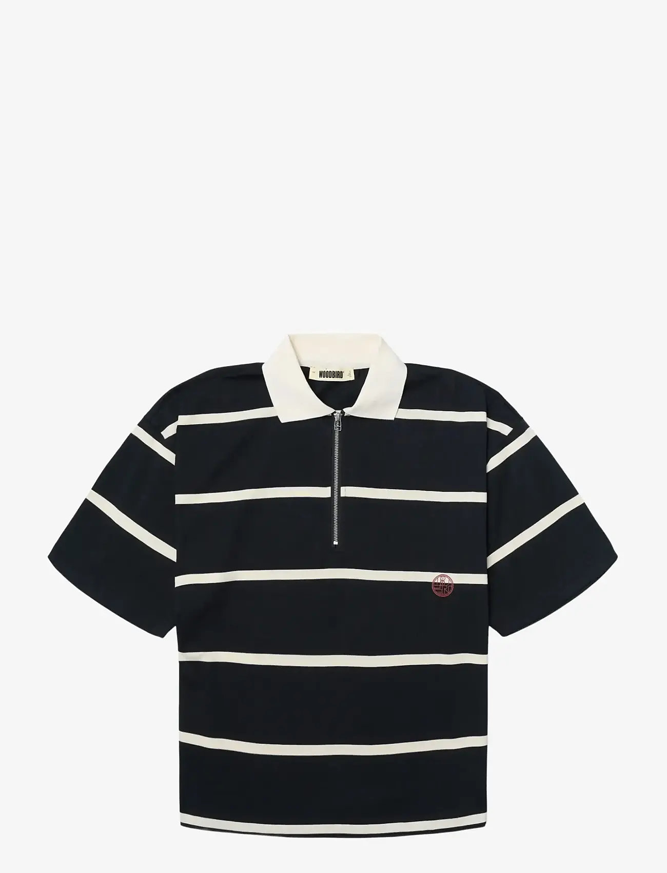 Woodbird - WBHiro S/S Stripe Zip Polo - dzianinowe bluzki polo - off white-navy - 1