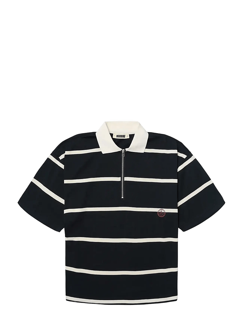 Woodbird - WBHiro S/S Stripe Zip Polo - dzianinowe bluzki polo - off white-navy - 1