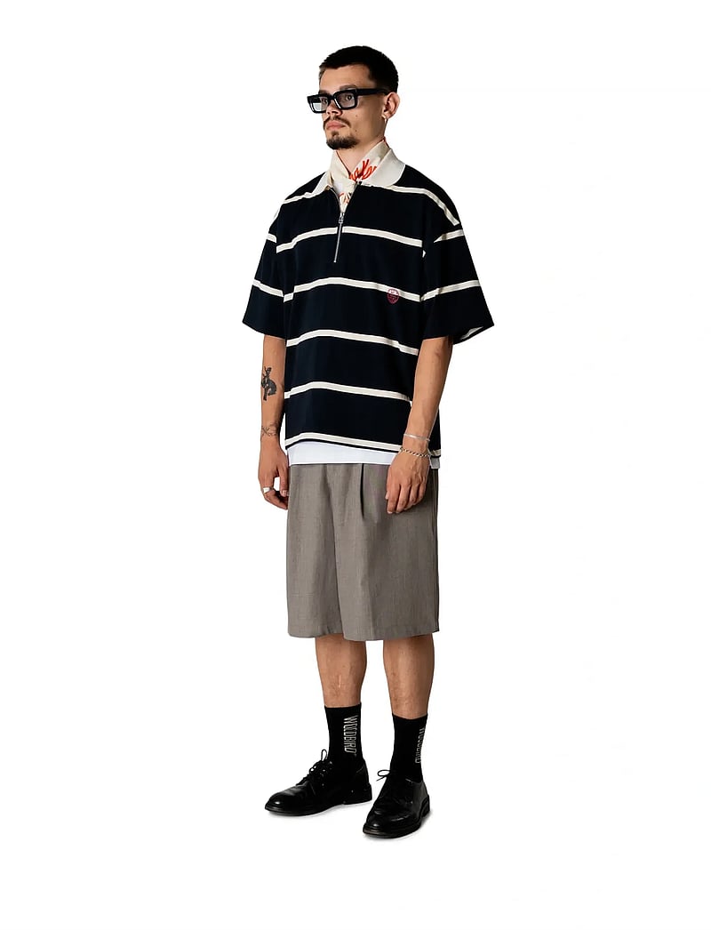 Woodbird - WBHiro S/S Stripe Zip Polo - dzianinowe bluzki polo - off white-navy - 3