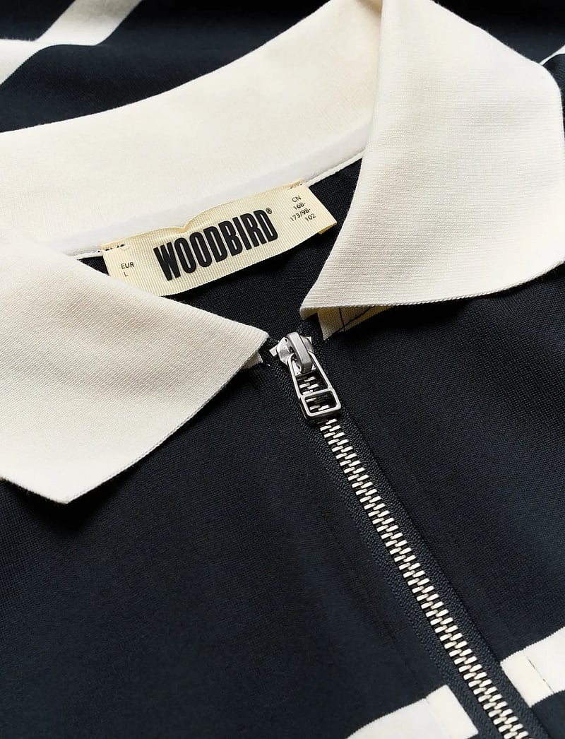 Woodbird - WBHiro S/S Stripe Zip Polo - dzianinowe bluzki polo - off white-navy - 5