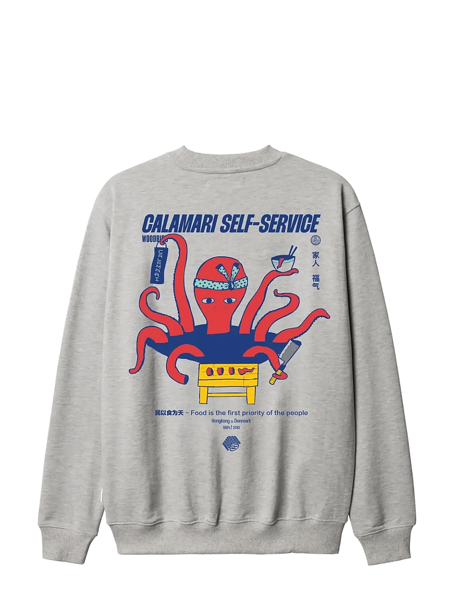 Woodbird - WBCane Octo Crew - rund hals - grey melange - 2