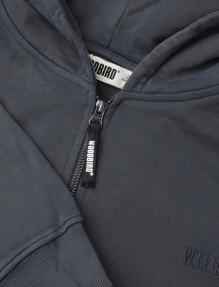 Woodbird - WBPacs Warp Acid Zip Hoodie - hoodies - washed slate blue - 2