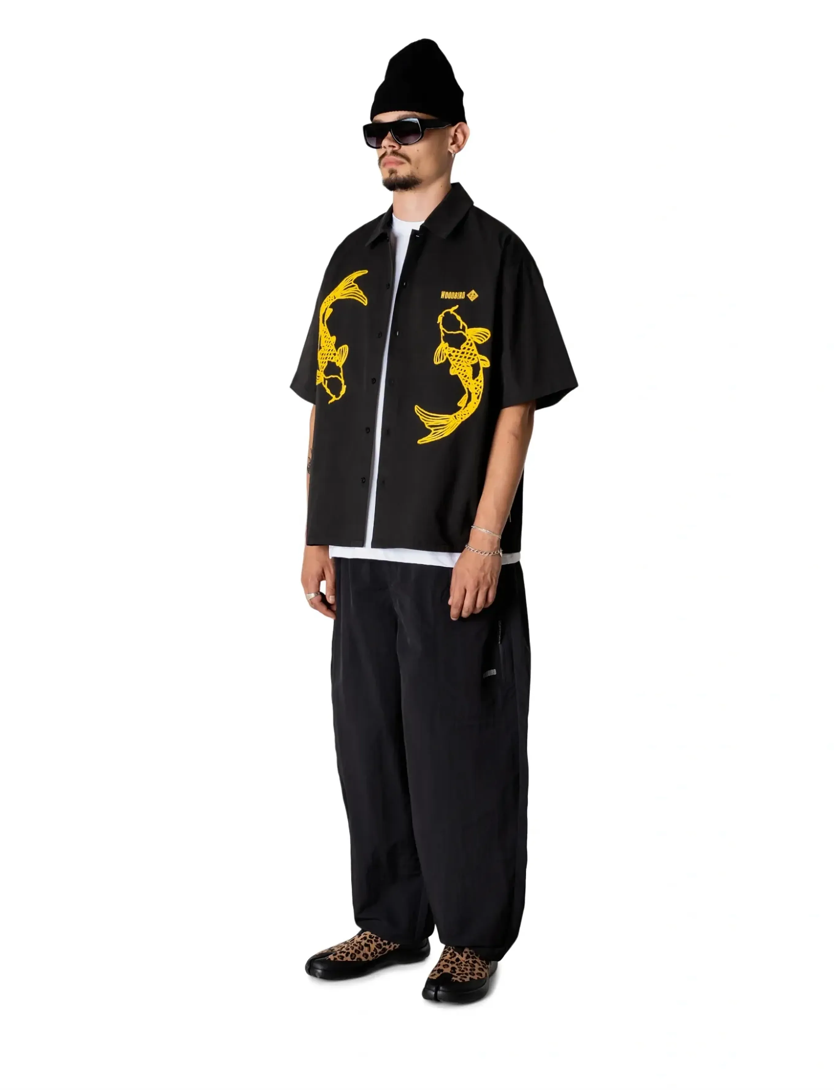 Woodbird - WBWang Carp Shirt - short-sleeved shirts - black - 3